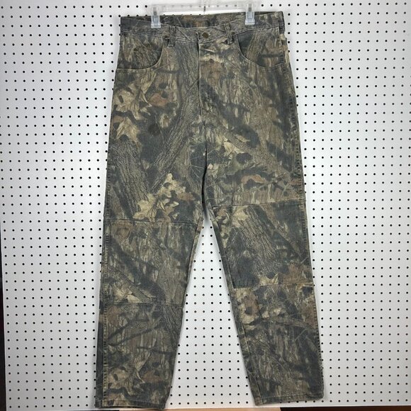 Wrangler Camo Double Knee Jean 36x34 Y2K Streetwear Skate Baggy Hunting 90s Worn - Picture 6 of 8